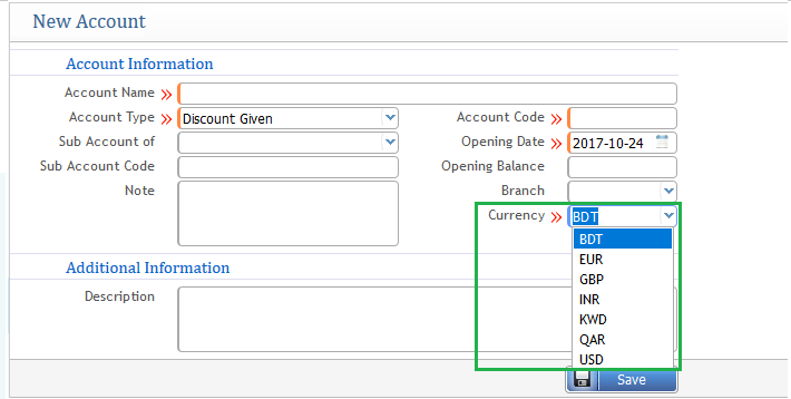 Setting Out Multi-Currency While Creating a New Account